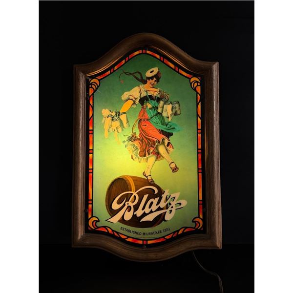 Blatz Beer Dancing Frau Lighted Beer Sign