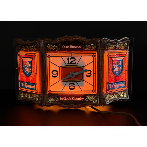 Heilemans Old Style Beer Lighted Clock Sign