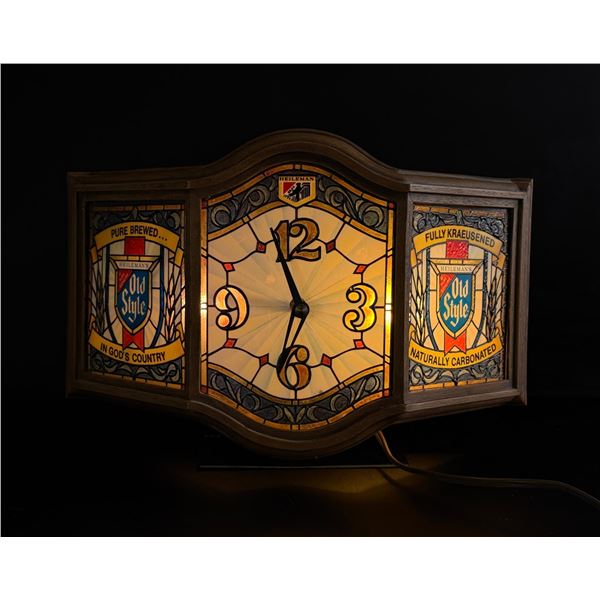 Heilemans Old Style Beer Lighted Clock Sign