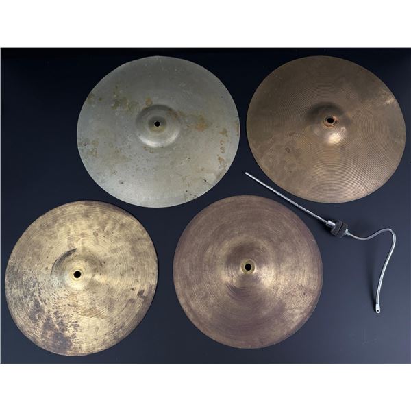Vintage Brass Drum Cymbals with Mounting Arm