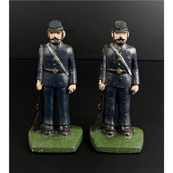 Cast Iron Painted Union Soldiers Doorstops