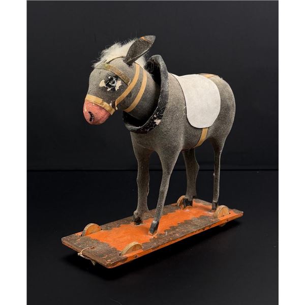 Antique German Paper Mache Donkey Pull Toy