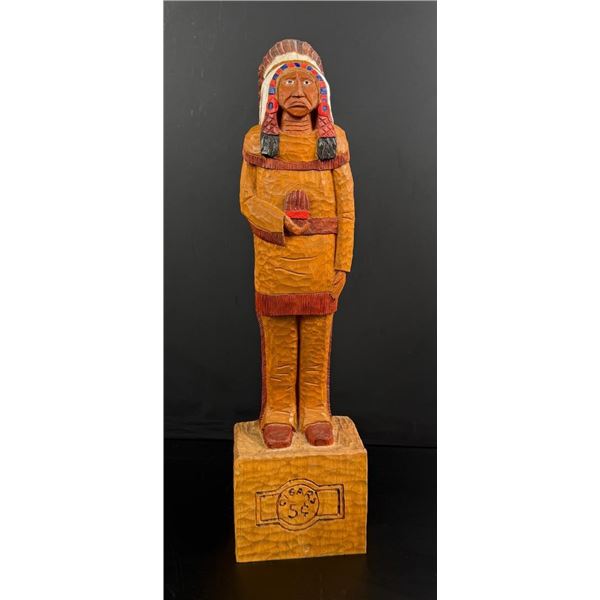 E.H. Maloney Cigar Store Indian Chief Carving