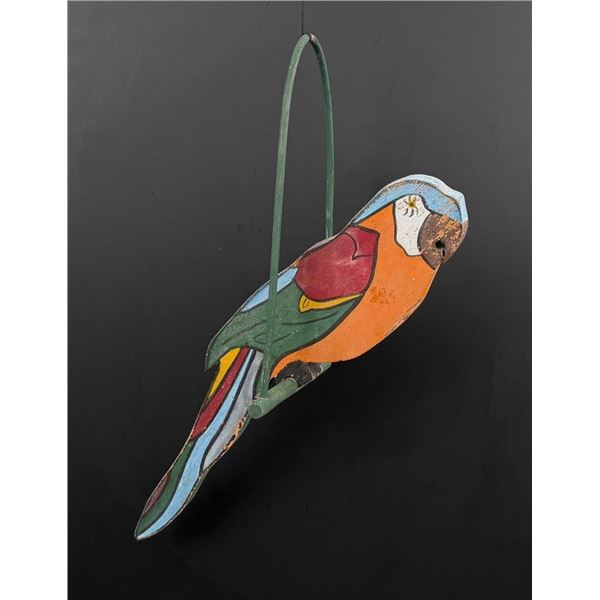 Folk Art Hanging Wood Parrot