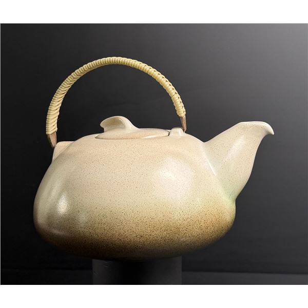Heath Ceramics Pottery Teapot with Rattan Handle