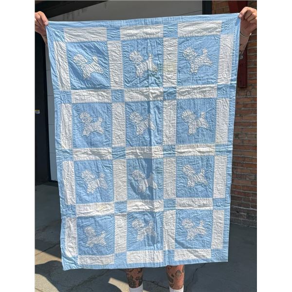 Embroidered Puppy Dog Baby Quilt