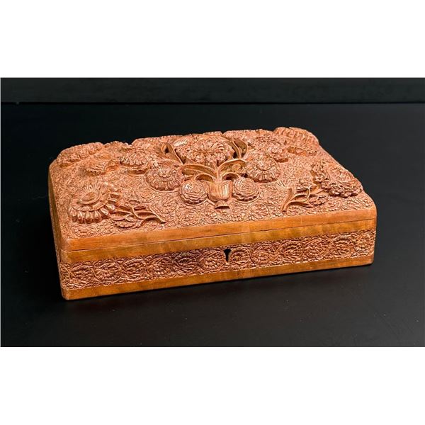 Carved Floral Trinket Jewelry Box