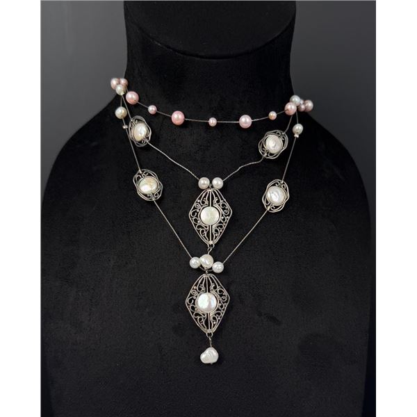 Yam Yuval Sterling Silver Pearl Necklace