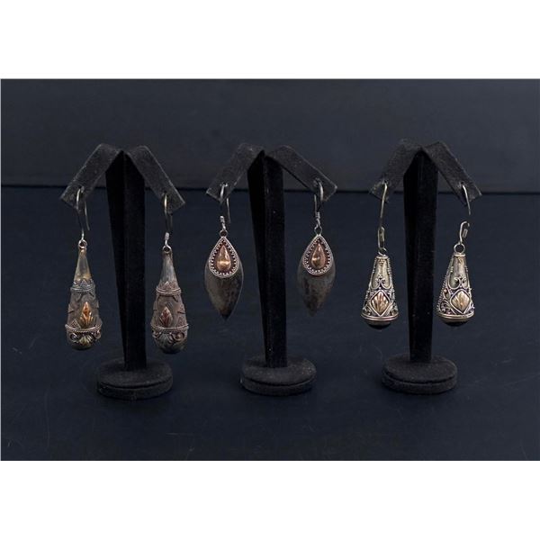 Yemenite Gold and Sterling Silver Earrings