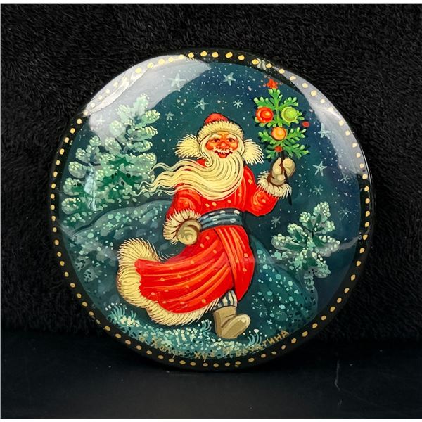 Russian Santa Claus Lacquer Brooch