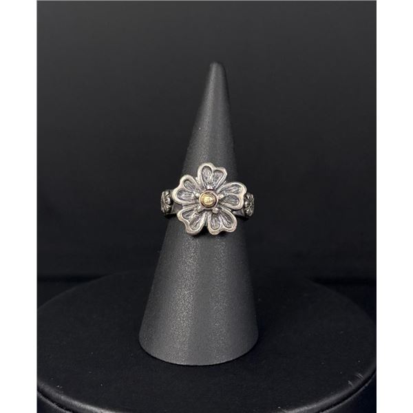 Israel Sterling Silver 14K Gold Flower Ring