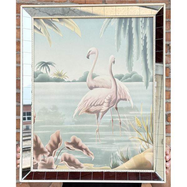 Turner Art Deco Flamingo Mirror Print