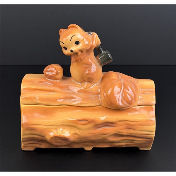 Brush McCoy Pottery Squirrel on a Log Cookie Jar