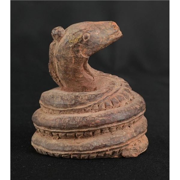Ancient Egyptian Wood Coiled Snake Statuette