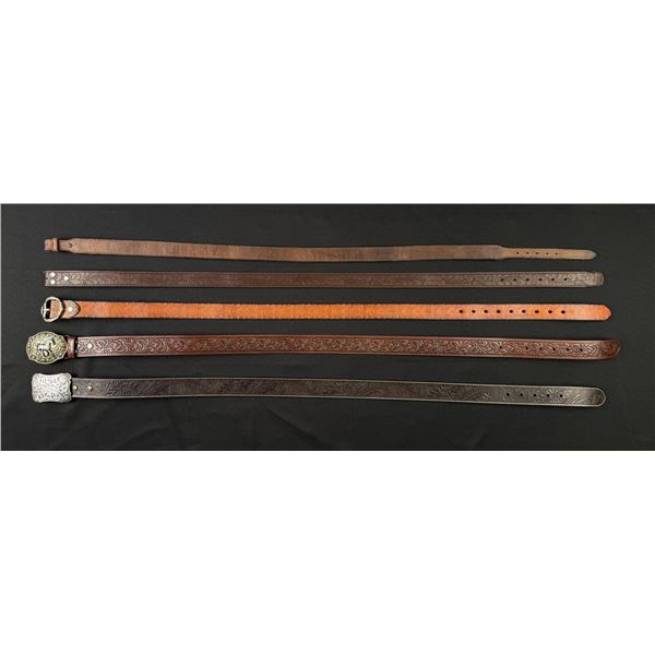 Group of Tooled Leather Cowboy Belts