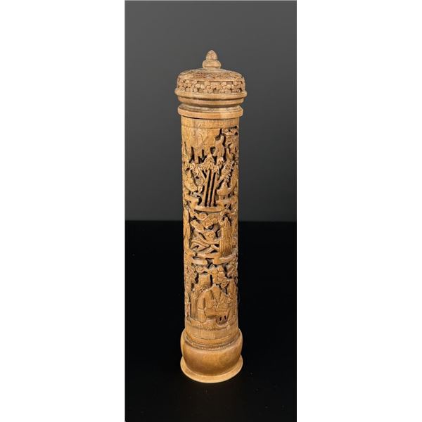 Chinese Bamboo Carved Scroll Holder