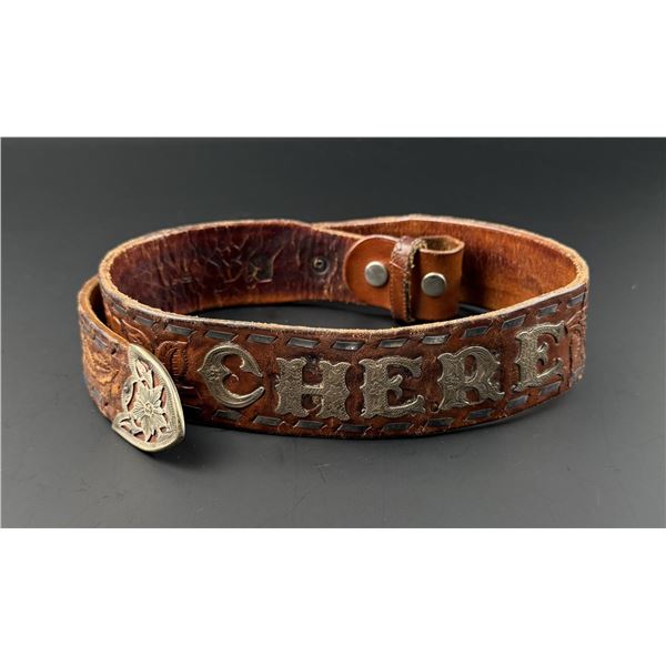 Sterling Silver Tooled Leather Cowgirl Belt