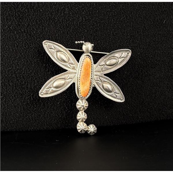 Navajo Sterling Silver Oyster Dragonfly Brooch