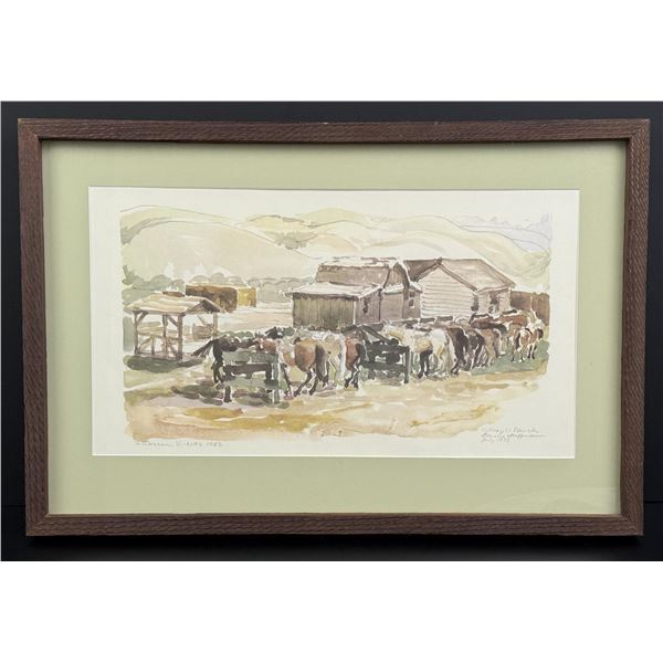 Western Ranch Landscape Watercolor