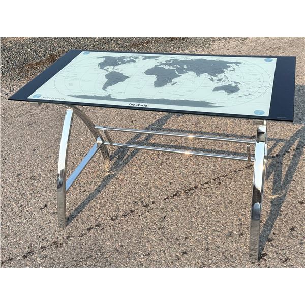 Powell World Map Computer Desk