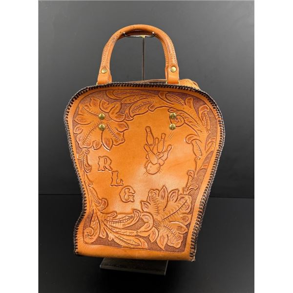 Tooled Leather Cowboy Bowling Ball Bag