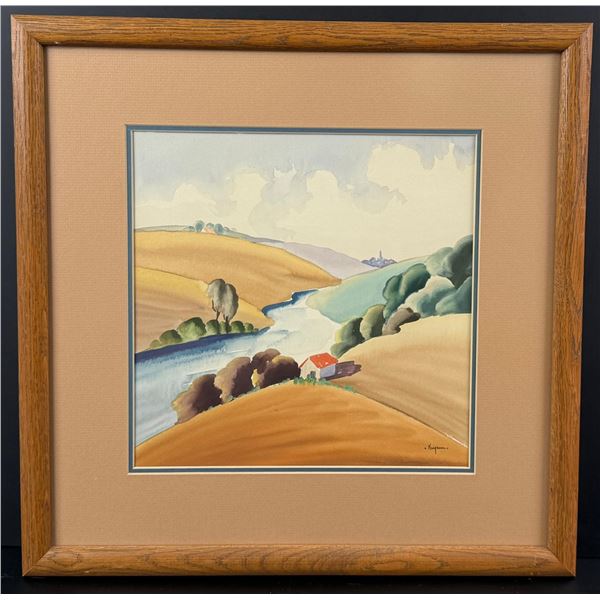 WPA Style Signed Watercolor Painting
