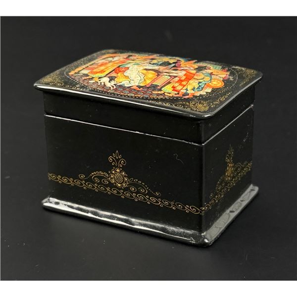 Palekh Golden Cockerel Russian Lacquer Box