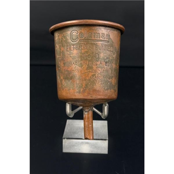 Coleman No 0 Copper Fuel Filtering Funnel