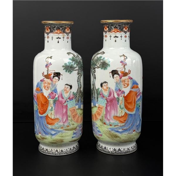 Chinese Famille Rose Porcelain Vases