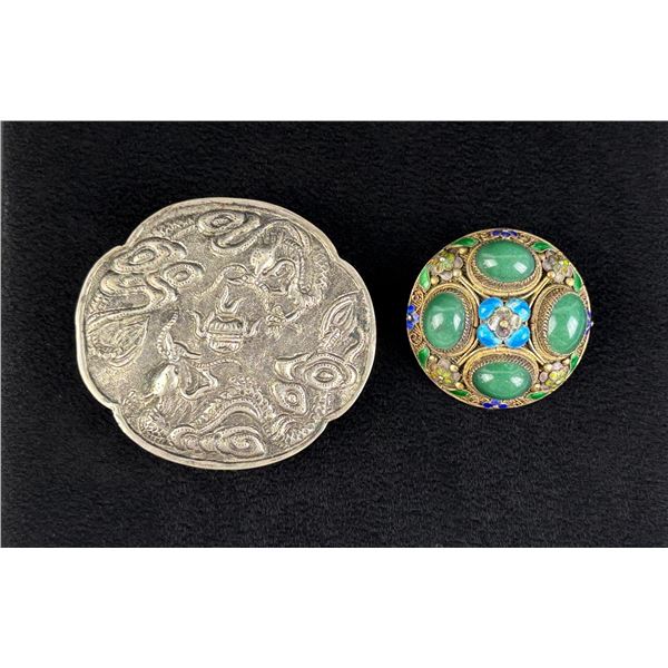 Chinese Export Silver Brooch and Drop