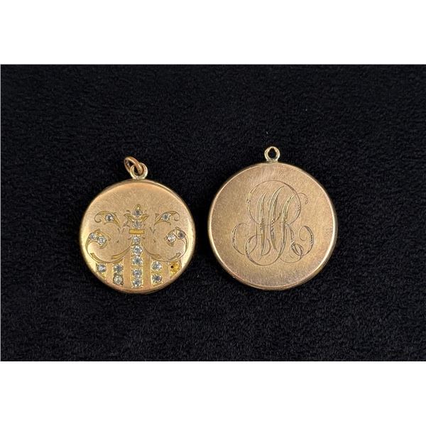 Victorian Gold Filled Monogramed Locket Pendants