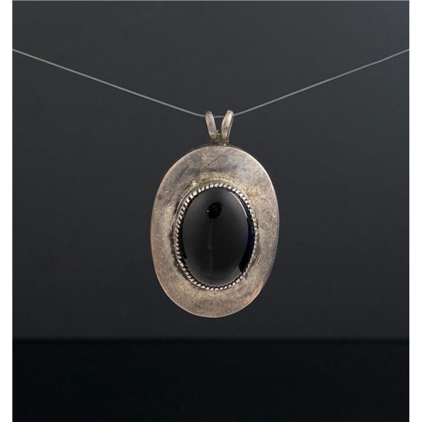 Navajo Sterling Silver Onyx Pendant
