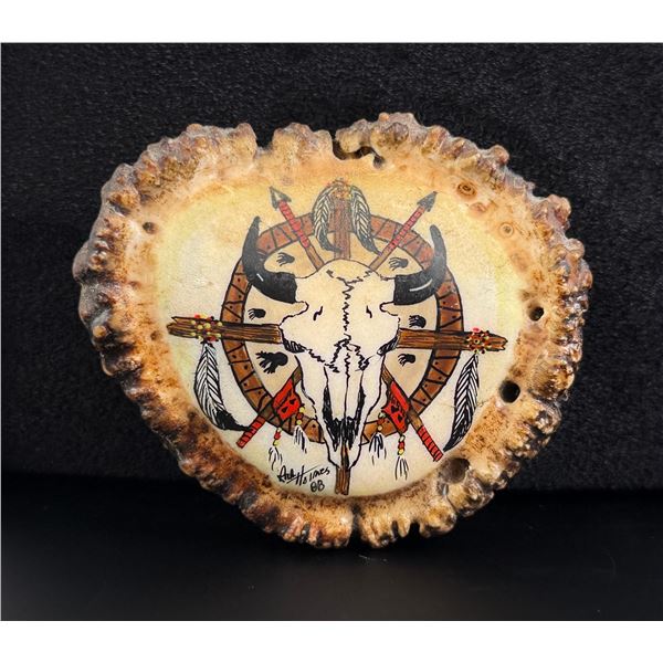 Montana Painted Elk Horn Rosette Belt Buckle