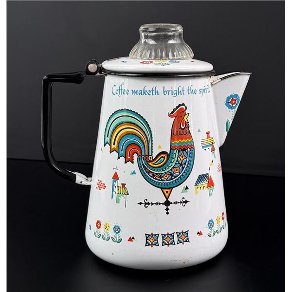 Berggren Enamel Rooster Coffee Pot