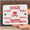 Image 1 : Danger 11000 Volts India Porcelain Warning Sign