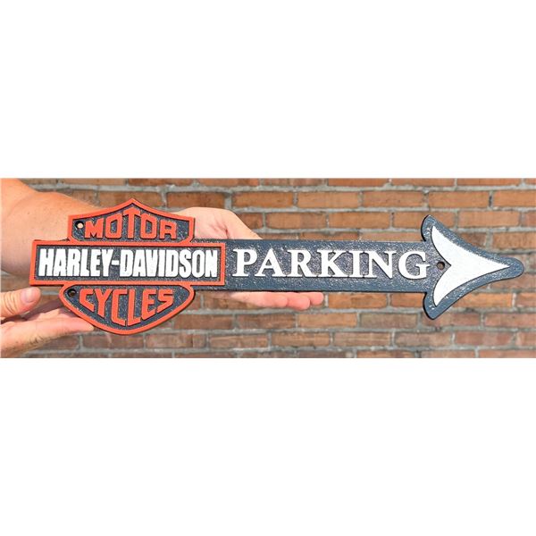 Cast Iron Harley Davidson Motorcycle Parking Sign