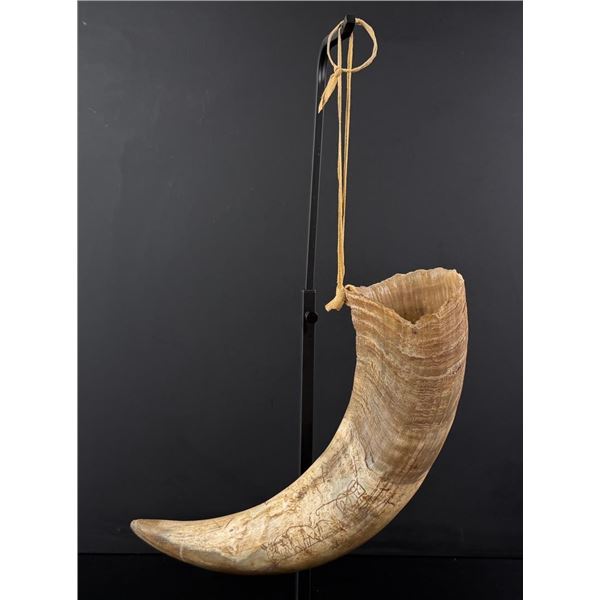 Wagon Train Scrimshaw Steer Horn