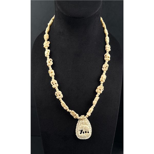 Carved Bone Elephant Necklace