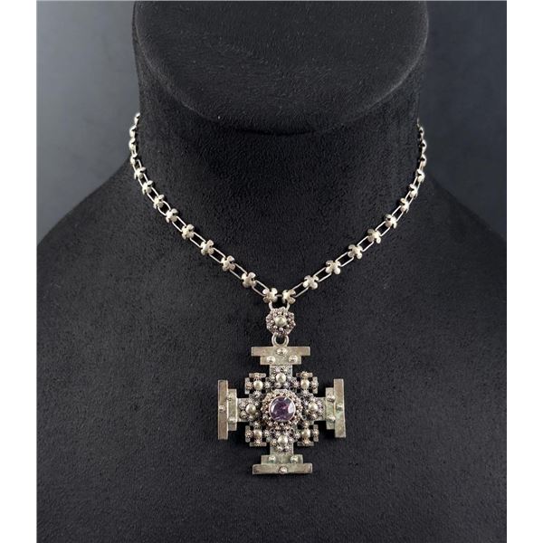 Jerusalem Amethyst Sterling Silver Cross