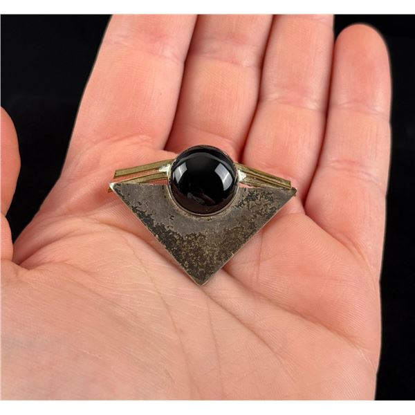 PJP Sterling Silver Onyx Brooch