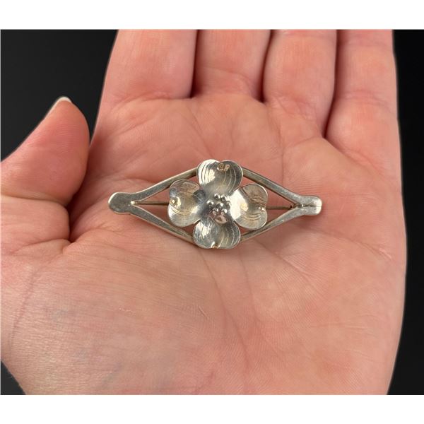 Stuart Nye Sterling Silver Dogwood Flower Brooch
