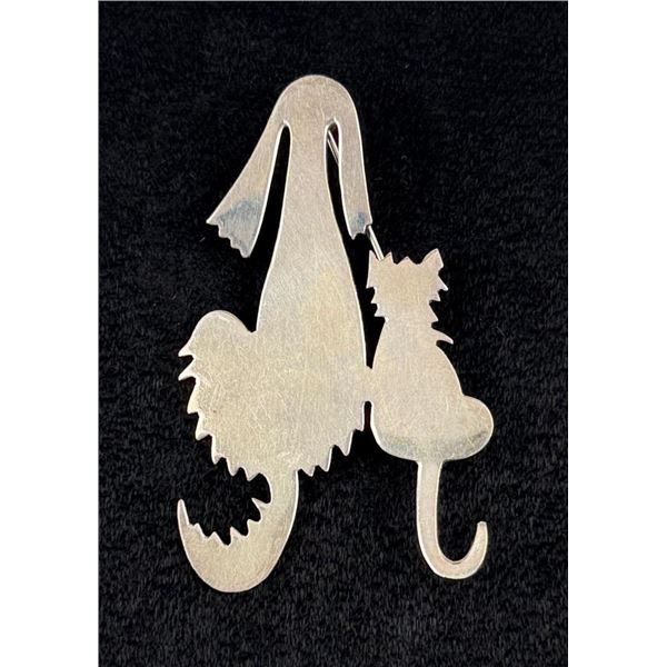 Taxco Mexico Furry Friends Sterling Silver Brooch