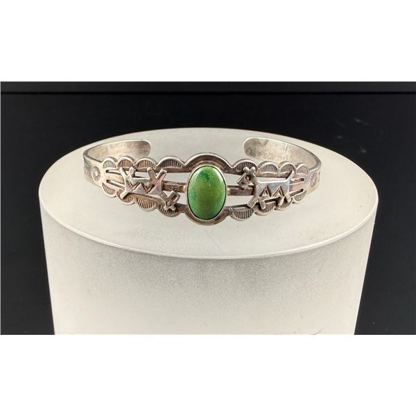 Old Pawn Navajo Sterling Silver Turquoise Bracelet
