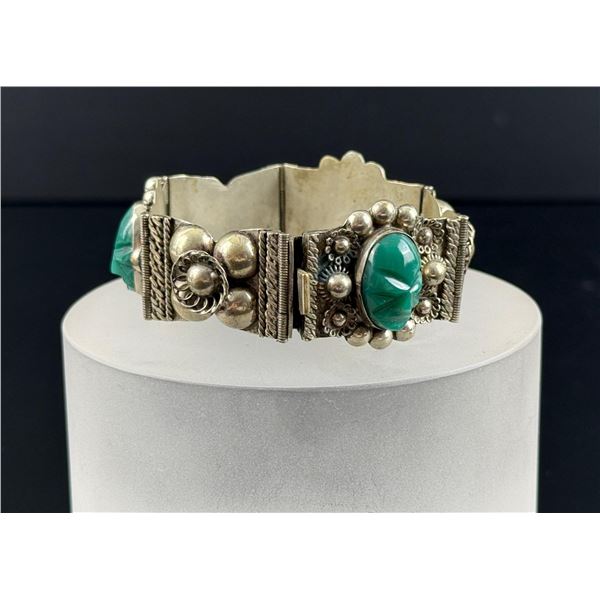 Taxco Mexico Onyx Aztec Panel Bracelet