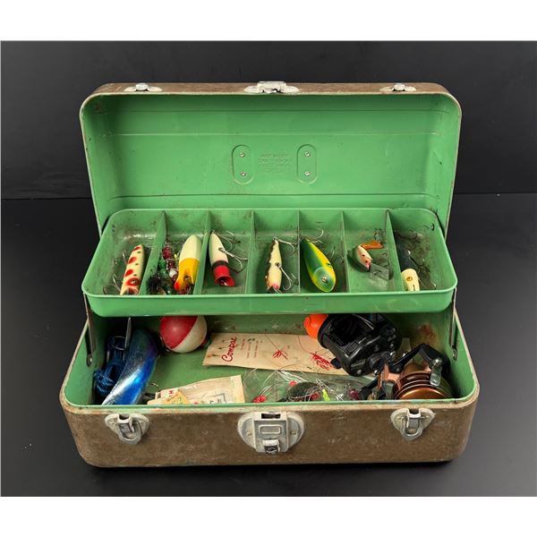 Antique Fishing Tackle Box & Contents