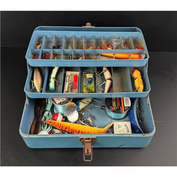 Antique Fishing Tackle Box & Contents