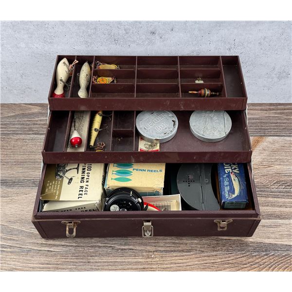 Vintage Fishing Tackle Box and Contents