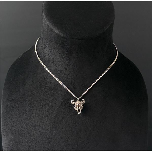 Sterling Silver Buffalo Skull Necklace