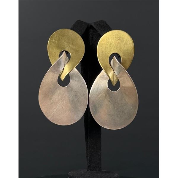 Taxco Mexico Sterling Silver Brass Earrings