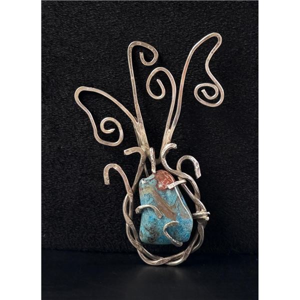 Sterling Silver Freeform Agate Brooch